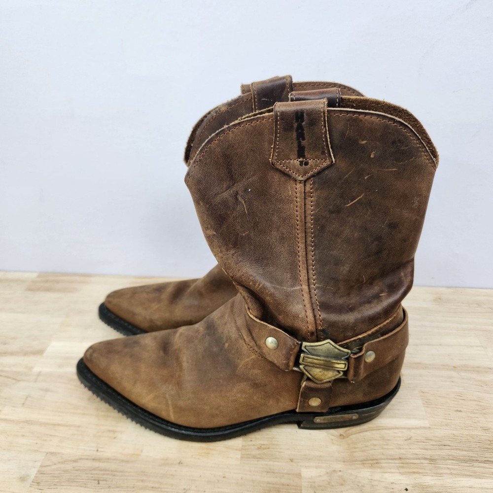 Harley Davidson Women's Western Cowboy Boots Size 8 1/2 Brown - Picture 3 of 10
